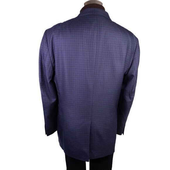 Jos A Bank Signature Silk & Wool 2 Button Blue Gingham Check Blazer Mens 46R - Picture 9 of 15